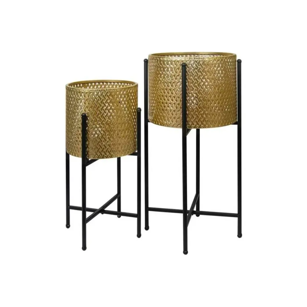 Фото 2 Подставка для цветочного горшка Homium Flower duet loft 27 см x 27 см x 58 см металл жёлтый/золотой 2 шт