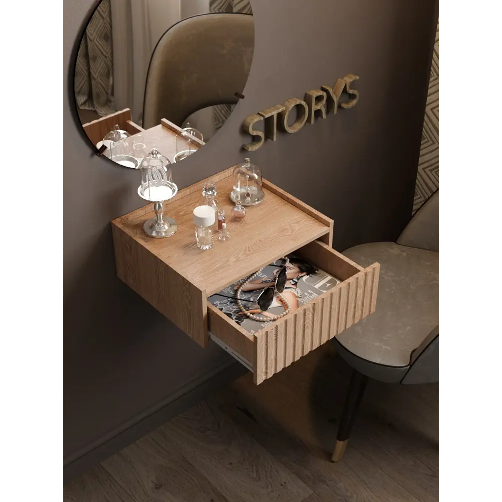 Фото 3 Консоль с бортиком Storys Сити 50x18x34 см 1 ящик ЛДСП цвет дуб сонома Фото 3 Консоль с бортиком Storys Сити 50x18x34 см 1 ящик ЛДСП цвет дуб сонома