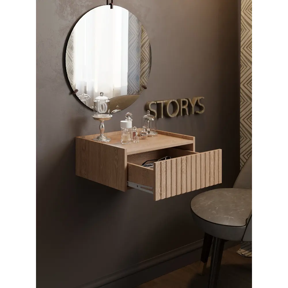 Фото 2 Консоль с бортиком Storys Сити 50x18x34 см 1 ящик ЛДСП цвет дуб сонома Фото 2 Консоль с бортиком Storys Сити 50x18x34 см 1 ящик ЛДСП цвет дуб сонома