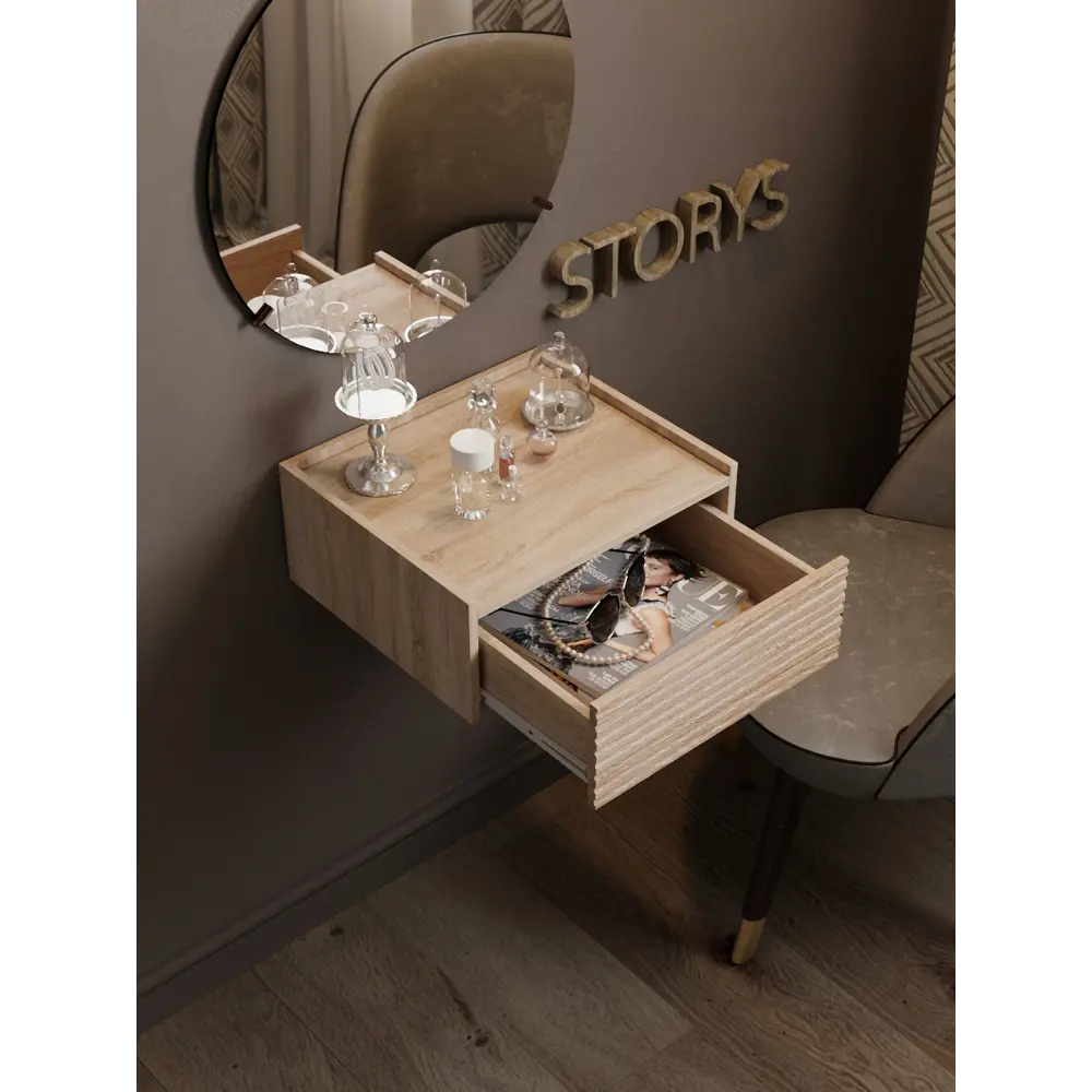 Фото 2 Консоль с бортиком Storys Сиена 50x18x34 см 1 ящик ЛДСП цвет дуб сонома Фото 2 Консоль с бортиком Storys Сиена 50x18x34 см 1 ящик ЛДСП цвет дуб сонома