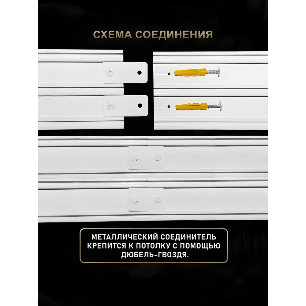Фото 2 Карниз потолочный трехрядный Hestia 083.380.1, 380 см, цвет белый, алюминий Фото 2 Карниз потолочный трехрядный Hestia 083.380.1, 380 см, цвет белый, алюминий