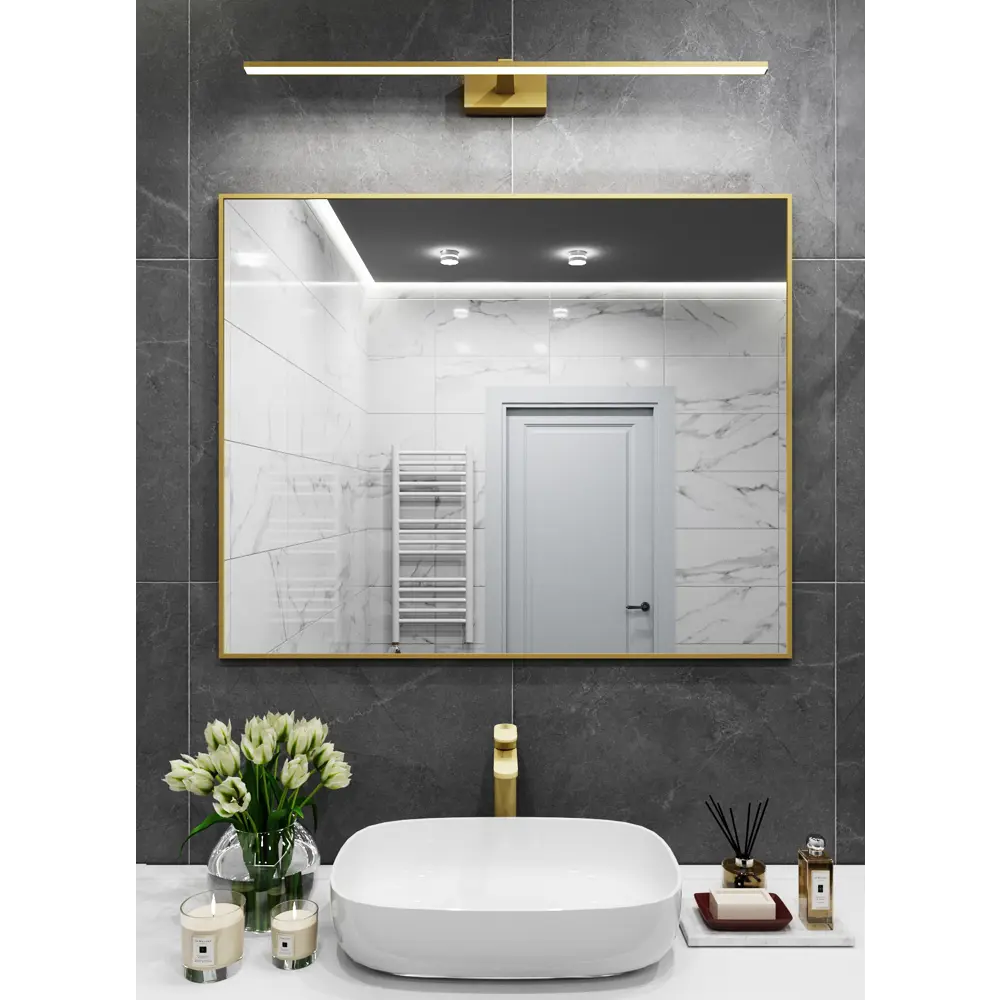 Фото Зеркало интерьерное в алюминиевой раме настенное ONE Mirror 100x80 см золото Фото Зеркало интерьерное в алюминиевой раме настенное ONE Mirror 100x80 см золото