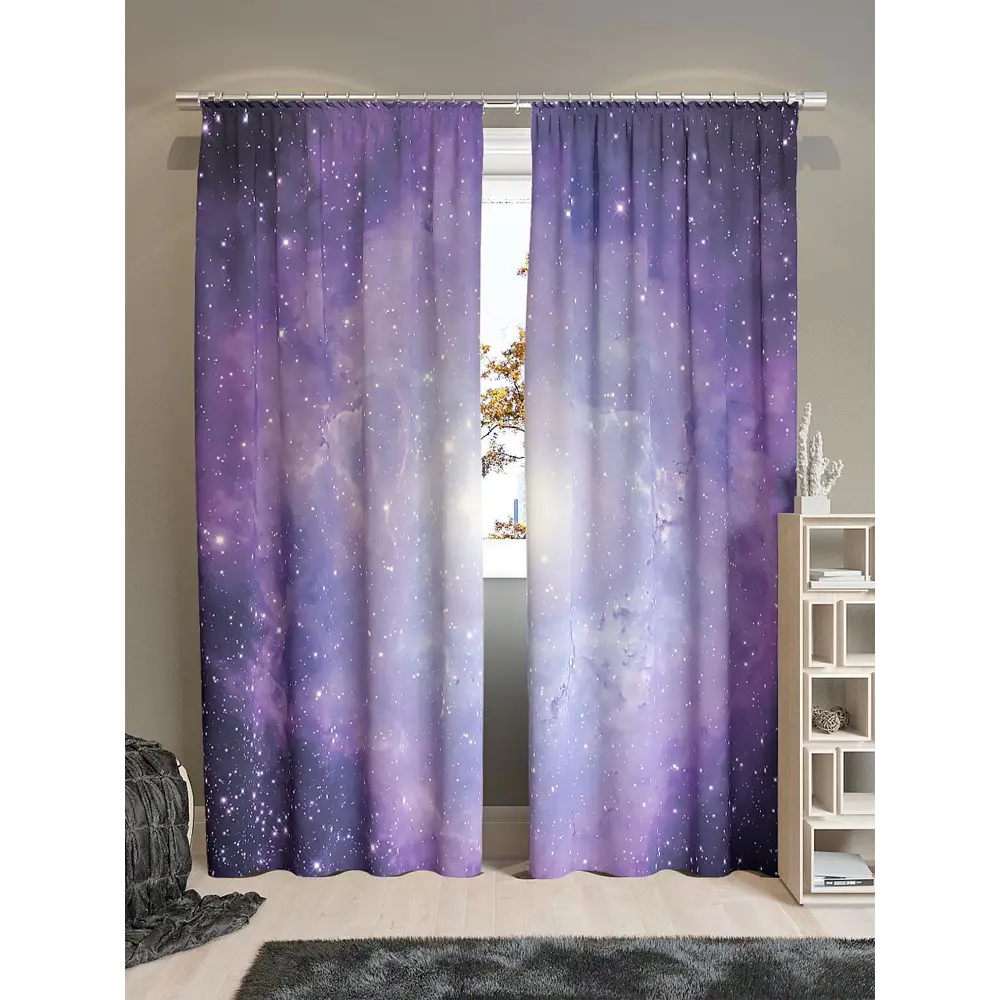 Фото 2 Комплект штор на шторной ленте AT Home Небесные созвездия 150x260 см цвет разноцветный Фото 2 Комплект штор на шторной ленте AT Home Небесные созвездия 150x260 см цвет разноцветный