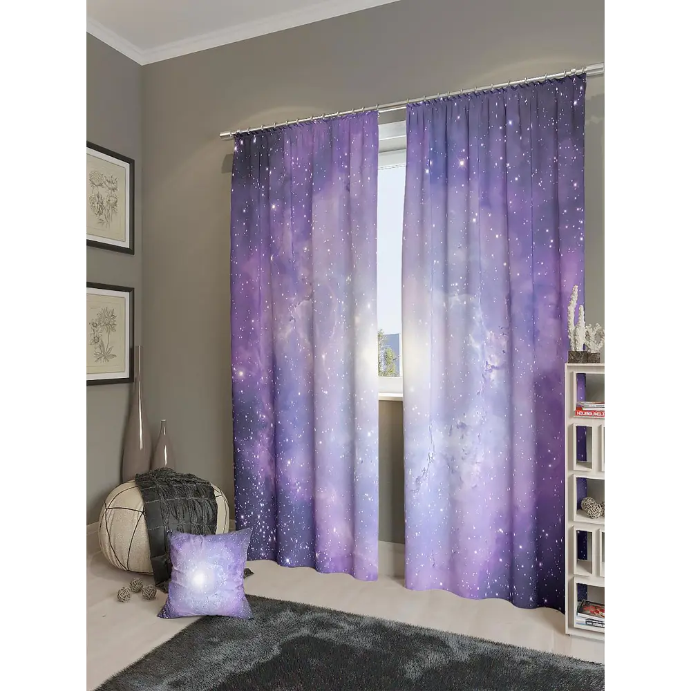 Фото Комплект штор на шторной ленте AT Home Небесные созвездия 150x260 см цвет разноцветный Фото Комплект штор на шторной ленте AT Home Небесные созвездия 150x260 см цвет разноцветный