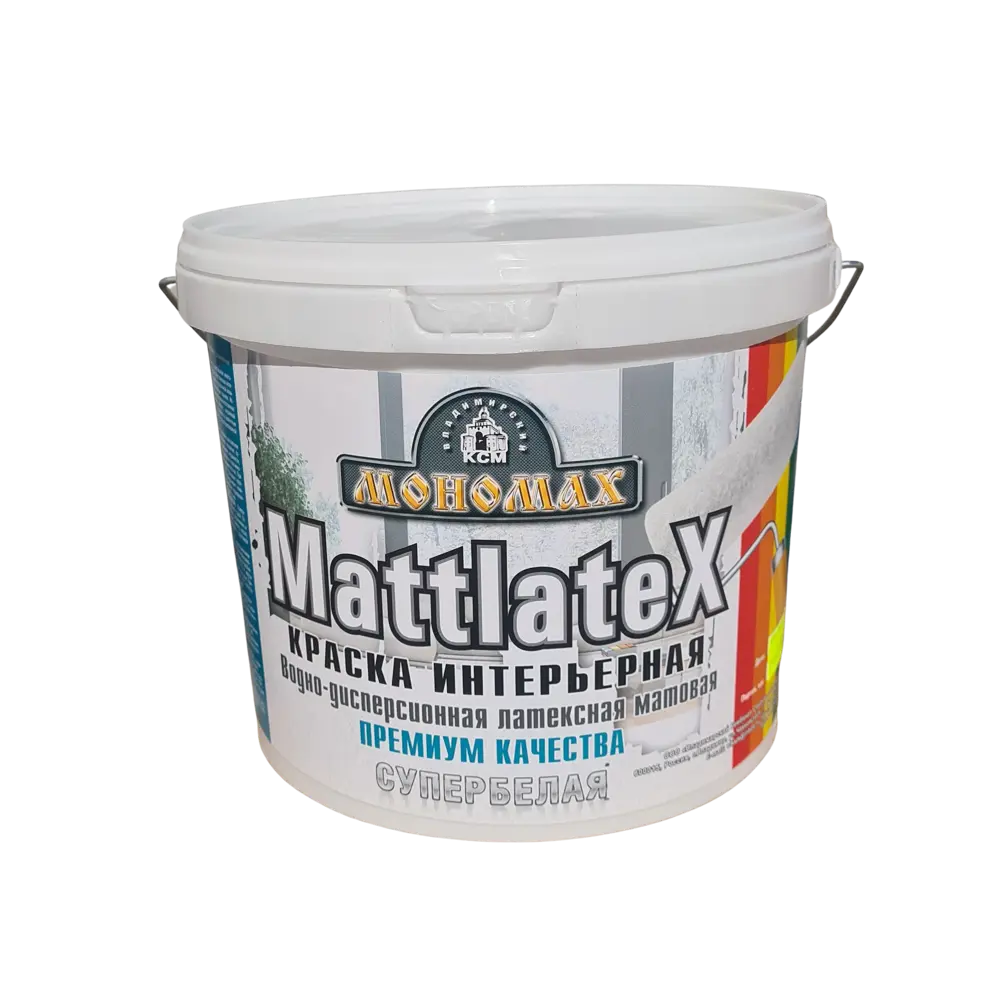 Фото Краска интерьерная Мономах Mattlatex база А цвет белый 5 л Фото Краска интерьерная Мономах Mattlatex база А цвет белый 5 л