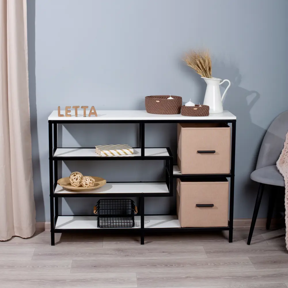 Фото 3 Стеллаж Letta 110x78x30 см металл цвет белый Фото 3 Стеллаж Letta 110x78x30 см металл цвет белый
