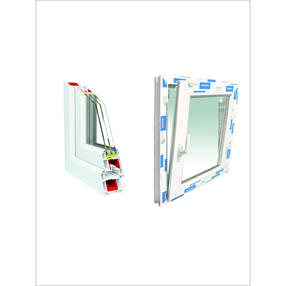 Фото Пластиковое окно ПВХ Deceuninck правый двухкамерный стеклопакет 1000x700мм (ВхШ) белый Фото Пластиковое окно ПВХ Deceuninck правый двухкамерный стеклопакет 1000x700мм (ВхШ) белый