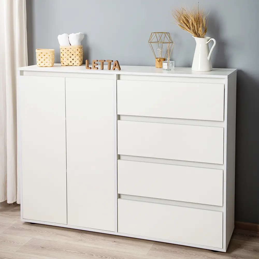 Фото 3 Комод Letta City new 4 ящика 140.2x39.4x108.3 см ЛДСП цвет белый Фото 3 Комод Letta City new 4 ящика 140.2x39.4x108.3 см ЛДСП цвет белый