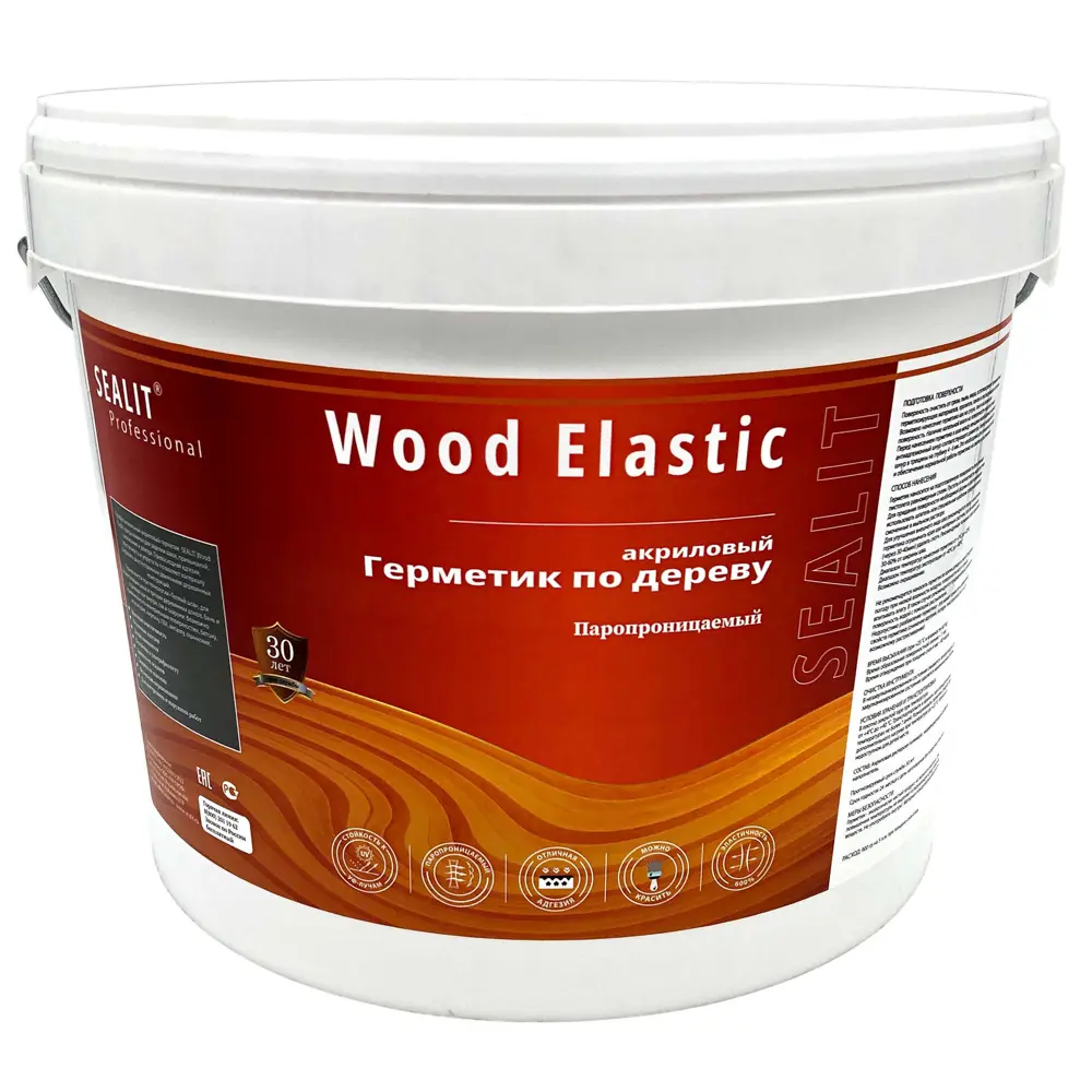 Фото Герметик акриловый Sealit Wood Elastic для дерева дуб 15 кг Фото Герметик акриловый Sealit Wood Elastic для дерева дуб 15 кг