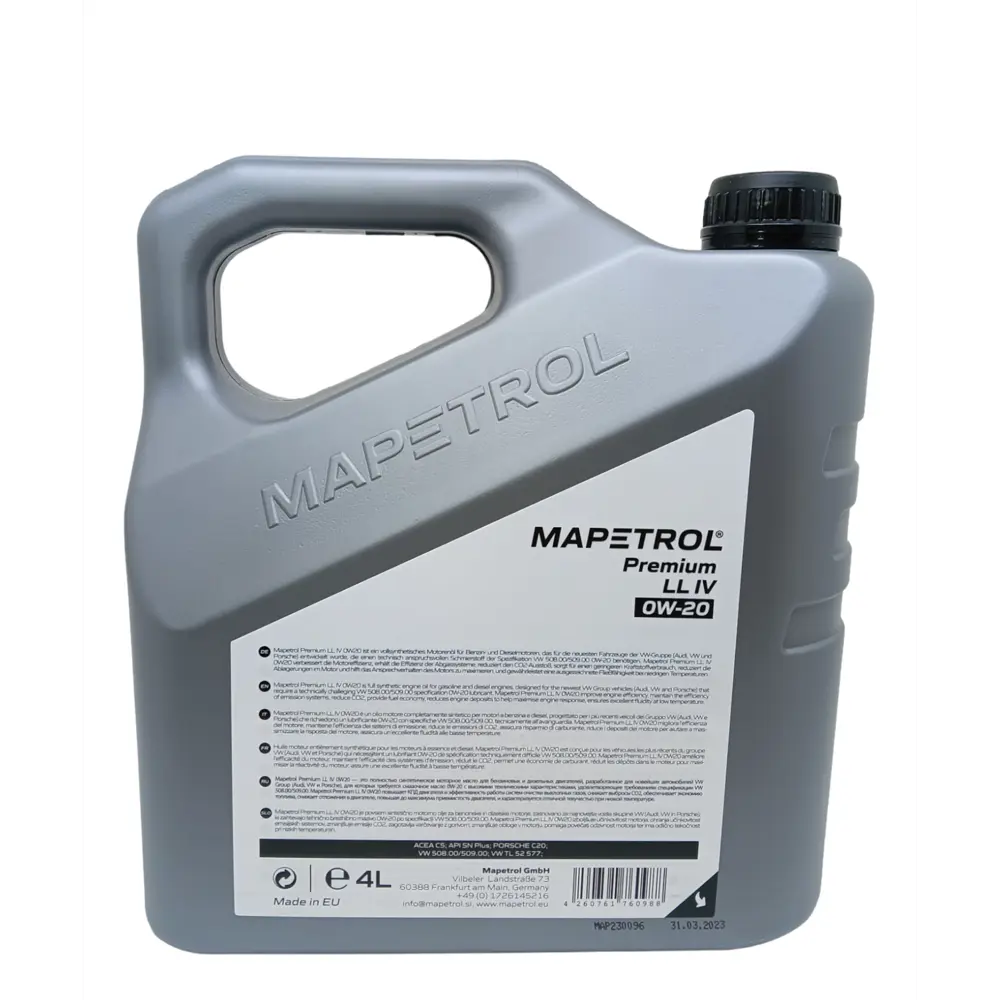Фото Масло моторное Mapetrol Premium LL IV 0W-20 4л Фото Масло моторное Mapetrol Premium LL IV 0W-20 4л