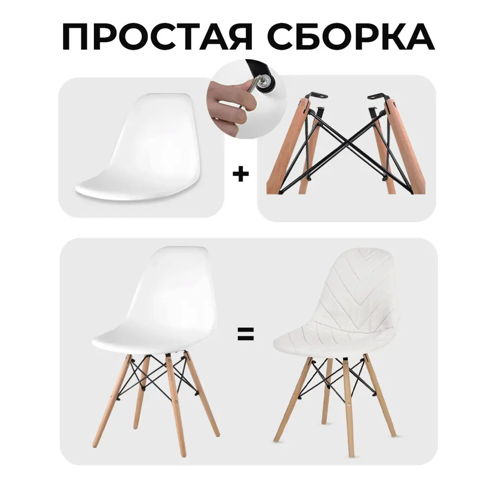 Фото 4 Комплект кухонных стульев 2 шт PROtect 83x41x46 см ABS-пластик цвет серо-белый Фото 4 Комплект кухонных стульев 2 шт PROtect 83x41x46 см ABS-пластик цвет серо-белый