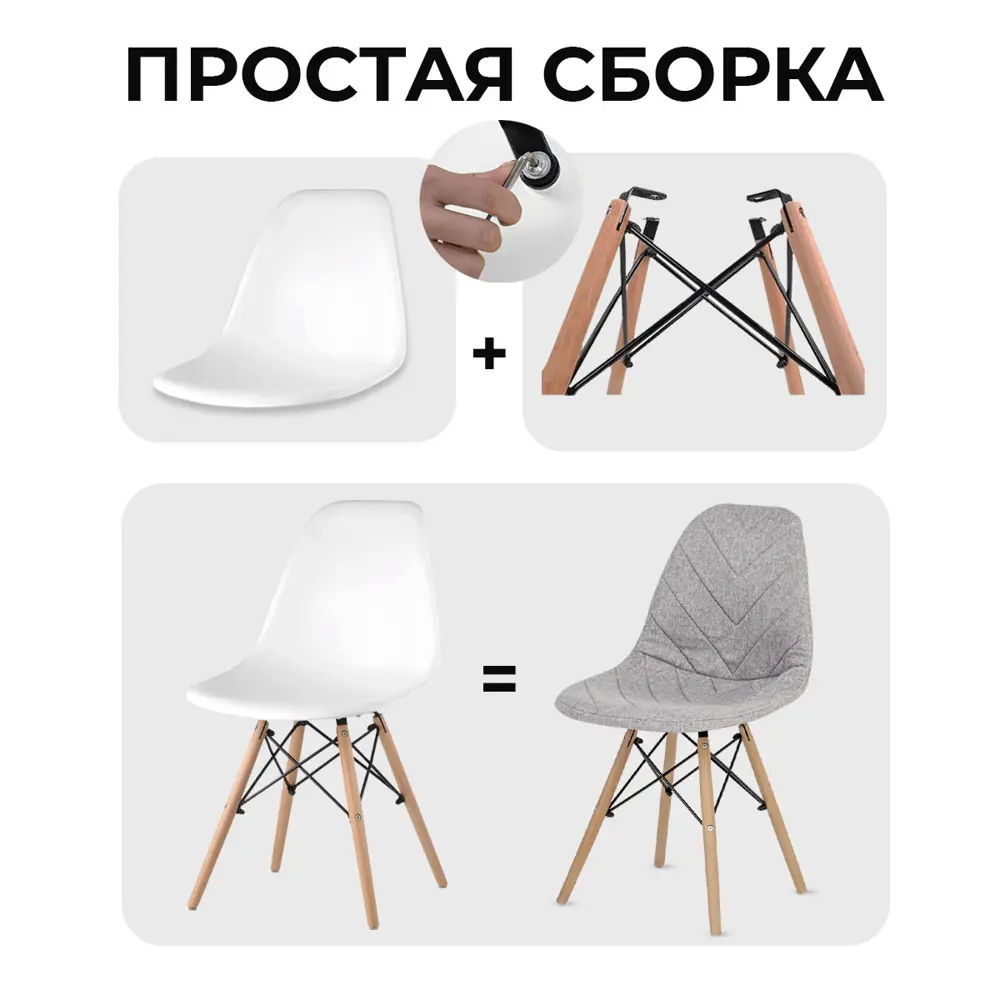 Фото 4 Комплект кухонных стульев 4 шт PROtect 83x41x46 см ABS-пластик цвет светло-серый