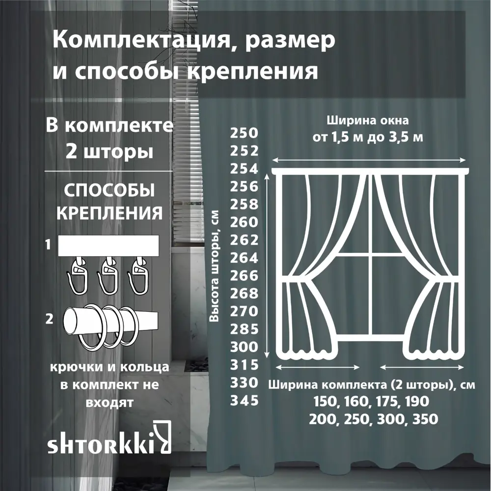 Фото Комплект штор Shtorkki бархат Mint 100x262 см 2 шт