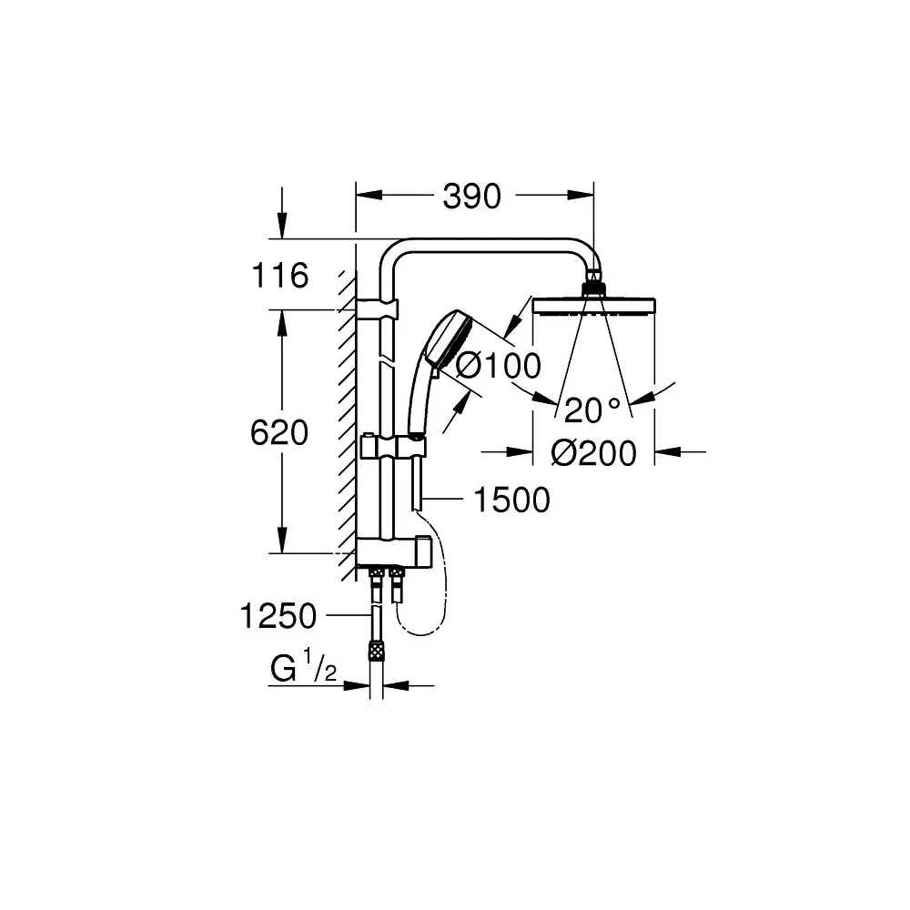 Фото Душевая стойка Grohe New tempesta NB0044 6 режимная цвет хром Фото Душевая стойка Grohe New tempesta NB0044 6 режимная цвет хром
