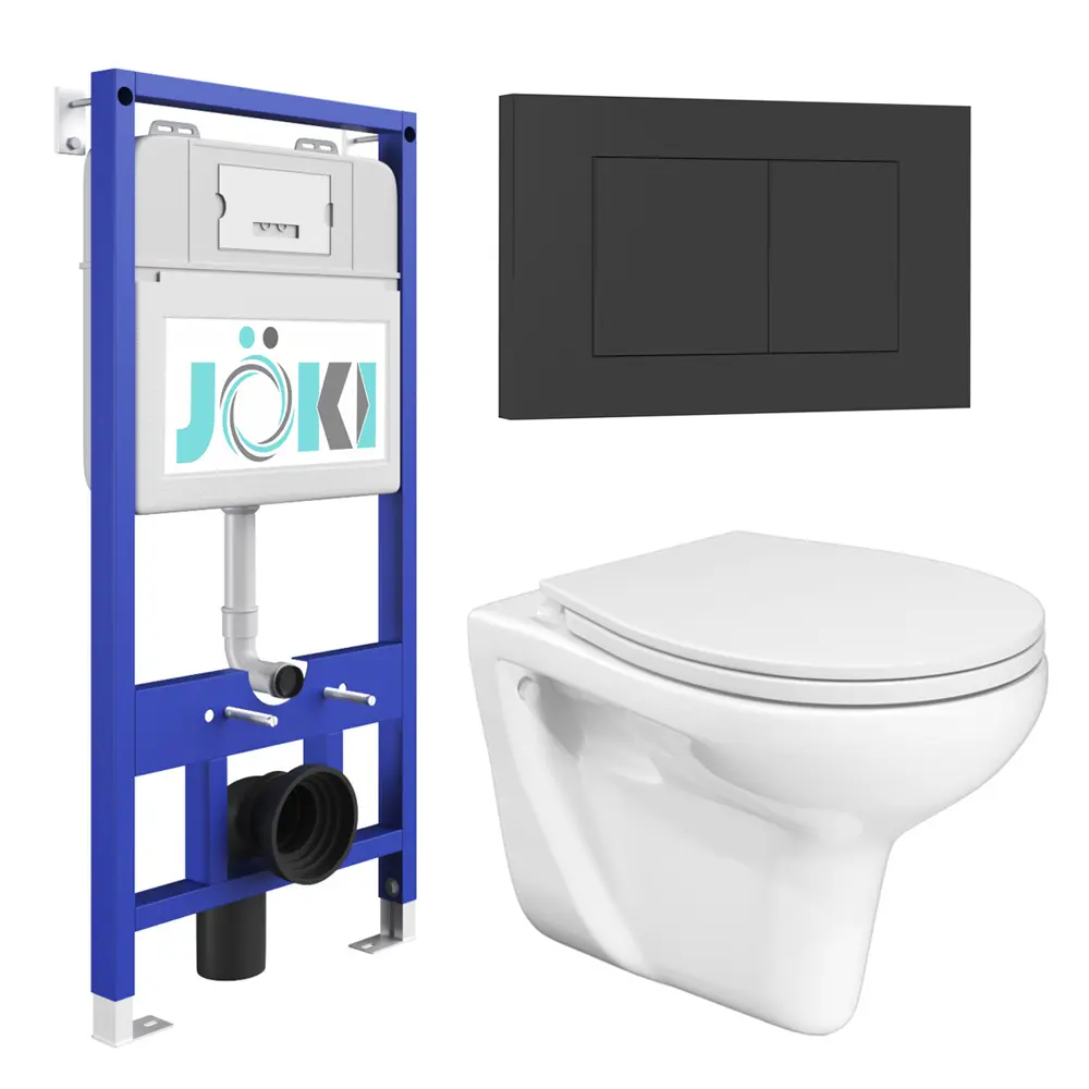 Фото Комплект Инсталляция JK01150 Кнопка JK013525BM черный Flumen JK9011046 белый унитаз Фото Комплект Инсталляция JK01150 Кнопка JK013525BM черный Flumen JK9011046 белый унитаз