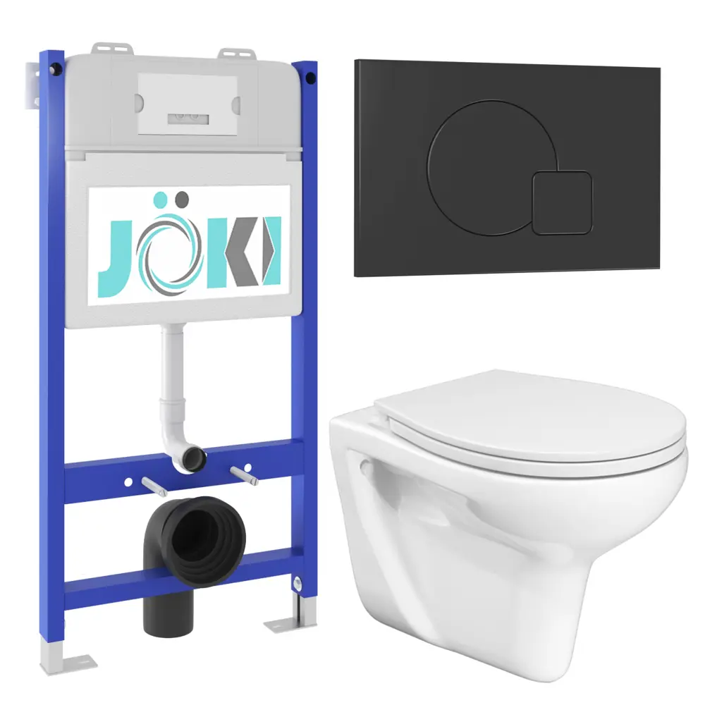 Фото Комплект Инсталляция JK03351 Кнопка JK023543BM черный Flumen JK9011046 унитаз белый Фото Комплект Инсталляция JK03351 Кнопка JK023543BM черный Flumen JK9011046 унитаз белый