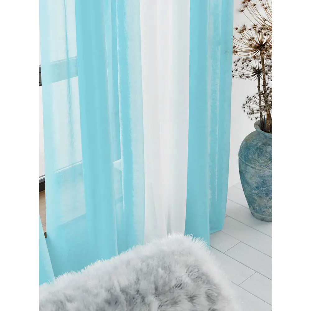 Фото 2 Тюль на ленте At Home Лаури 300x240 см вуаль цвет бирюзовый AA206689-240