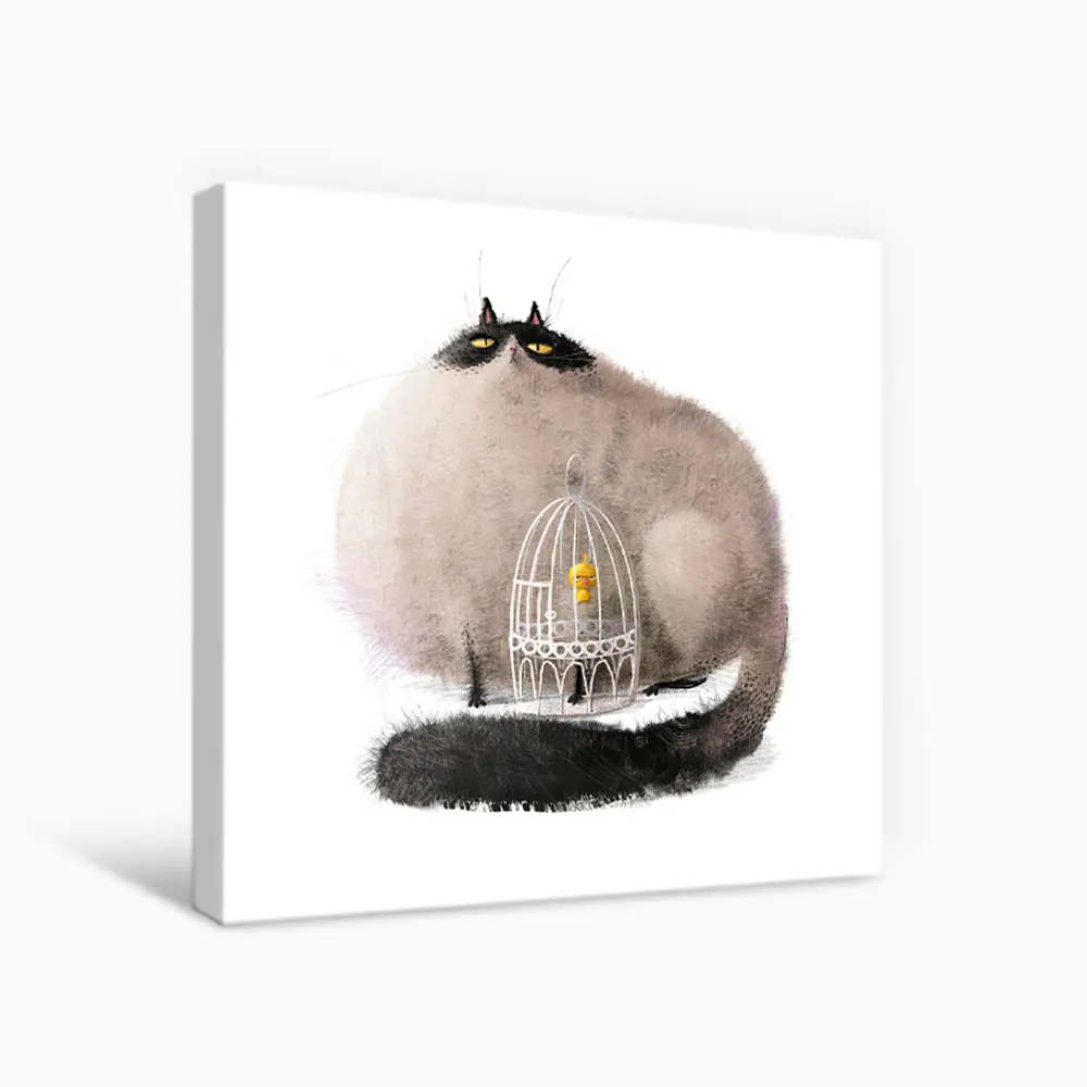 Фото Картина без рамки Postermarket Пушистый кот с канарейкой 40x40 см Фото Картина без рамки Postermarket Пушистый кот с канарейкой 40x40 см