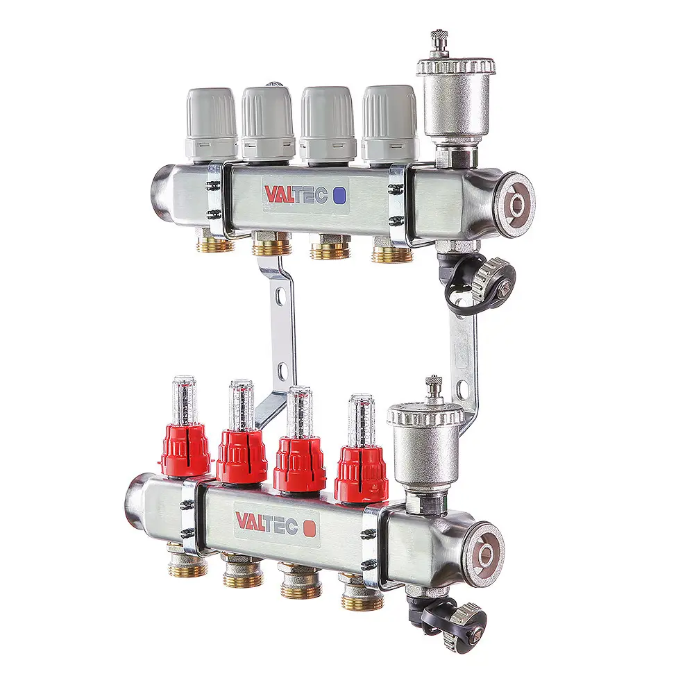 Фото Коллекторная группа для теплого пола Valtec 1"x3/4" евроконус 2 выхода нержавеющая сталь Фото Коллекторная группа для теплого пола Valtec 1"x3/4" евроконус 2 выхода нержавеющая сталь
