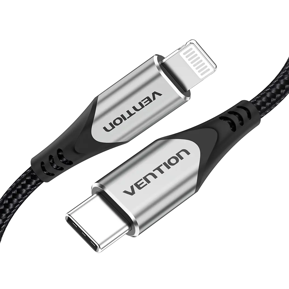 Фото 3 Кабель Vention USB 2.0 CM/Lightning 8M для iPad/iPhone 1 м серебристый TACHF Фото 3 Кабель Vention USB 2.0 CM/Lightning 8M для iPad/iPhone 1 м серебристый TACHF