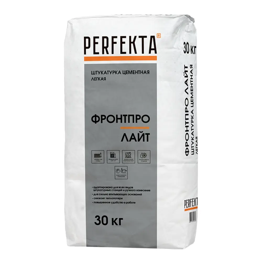 Фото Штукатурка цементная легкая Perfekta Фронтпро лайт МН 30кг Фото Штукатурка цементная легкая Perfekta Фронтпро лайт МН 30кг