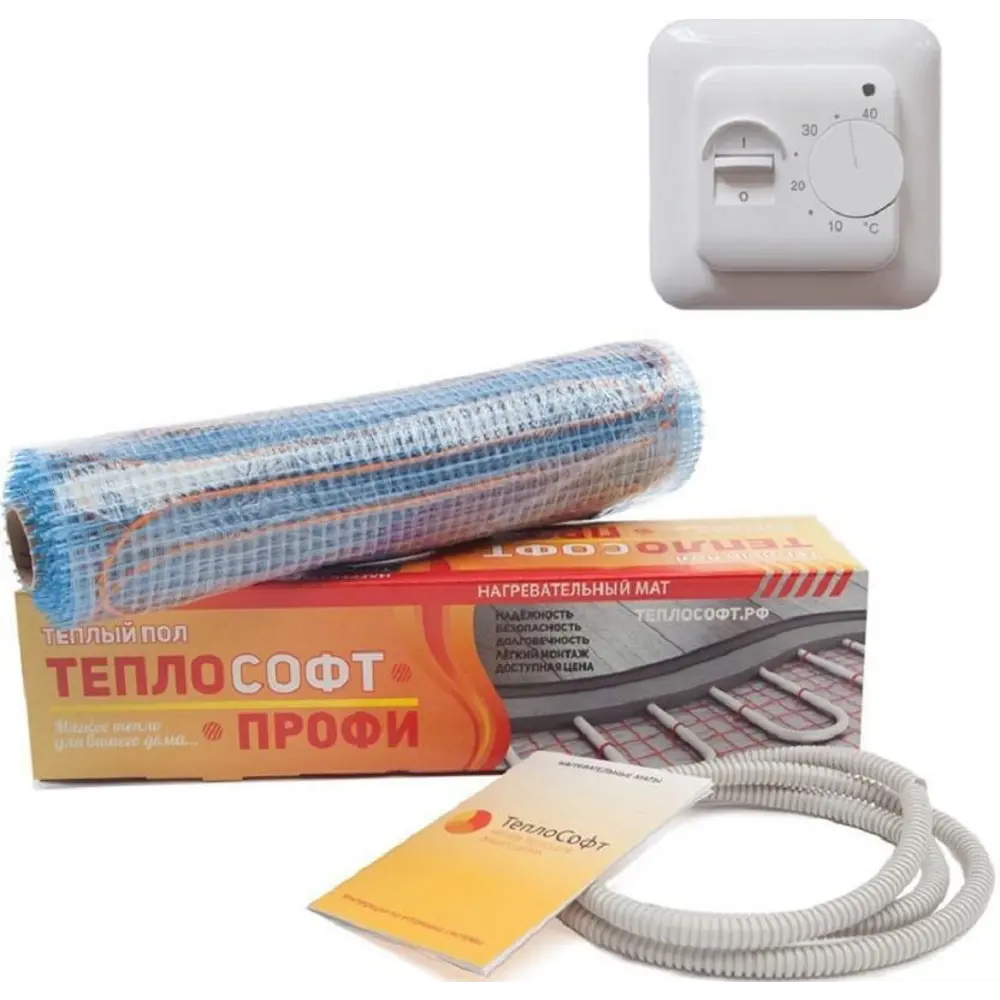 Фото Нагревательный мат для теплого пола Теплософт Профи LTL-C с механическим терморегулятором RTC 70.26, 16 м² 2400 Вт Фото Нагревательный мат для теплого пола Теплософт Профи LTL-C с механическим терморегулятором RTC 70.26, 16 м² 2400 Вт