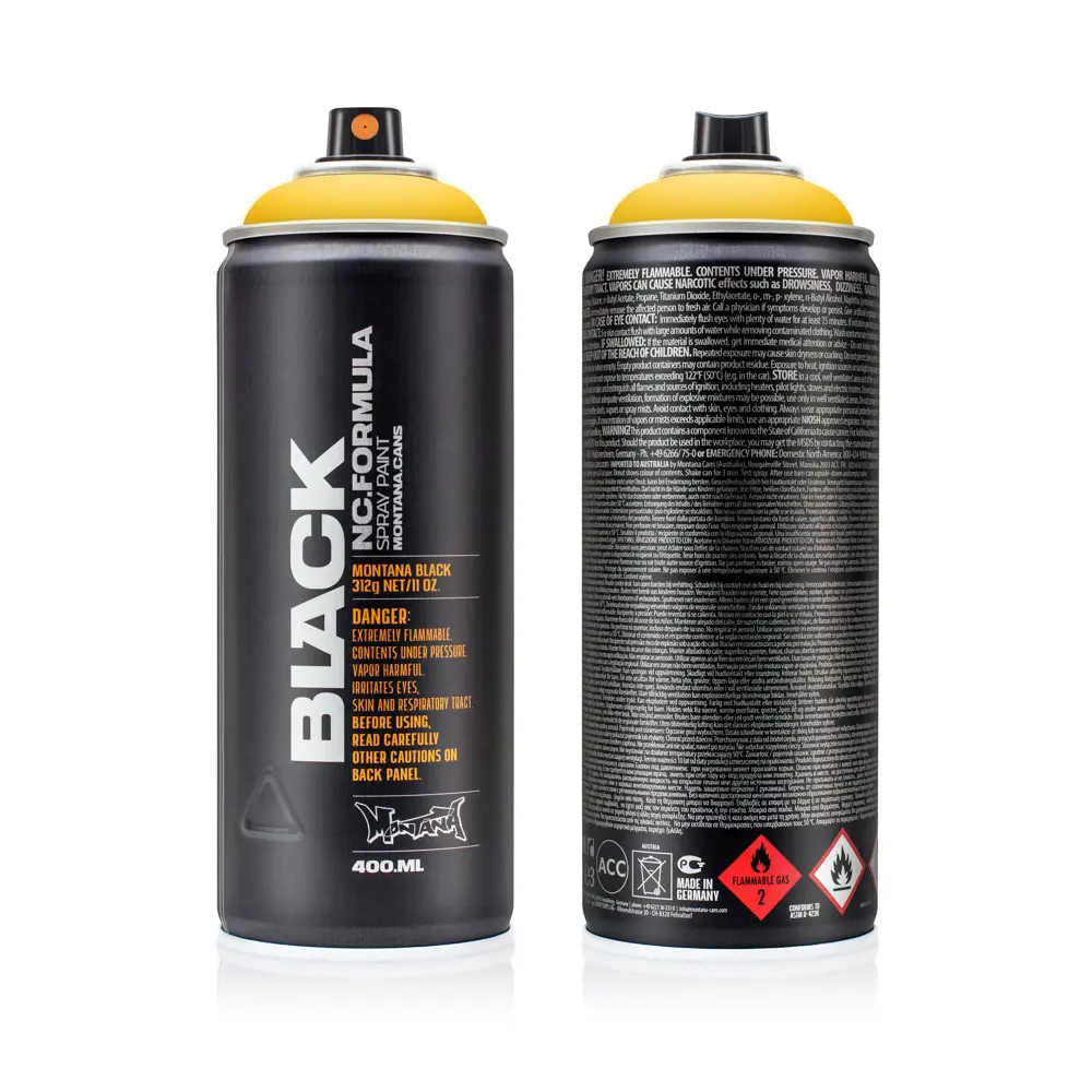 Фото Краска аэрозольная MONTANA 1030BLK желтая 0.4 л