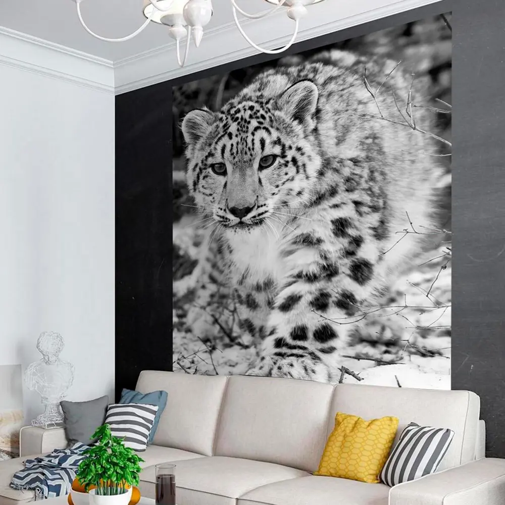 Фото Бумажные фотообои бесшовные 3D Verol Снежный барс 3.1 м2. 200x155 см.. плотность 115 г/м