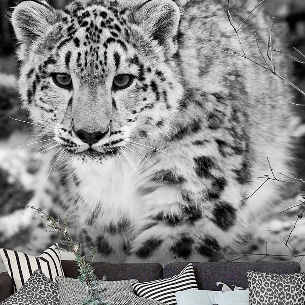 Фото 3 Бумажные фотообои бесшовные 3D Verol Снежный барс 3.1 м2. 200x155 см.. плотность 115 г/м