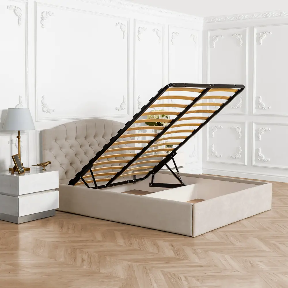 Фото 4 Кровать полутораспальная Dg-home Грация 146x101x207 см велюр цвет кремовый Фото 4 Кровать полутораспальная Dg-home Грация 146x101x207 см велюр цвет кремовый