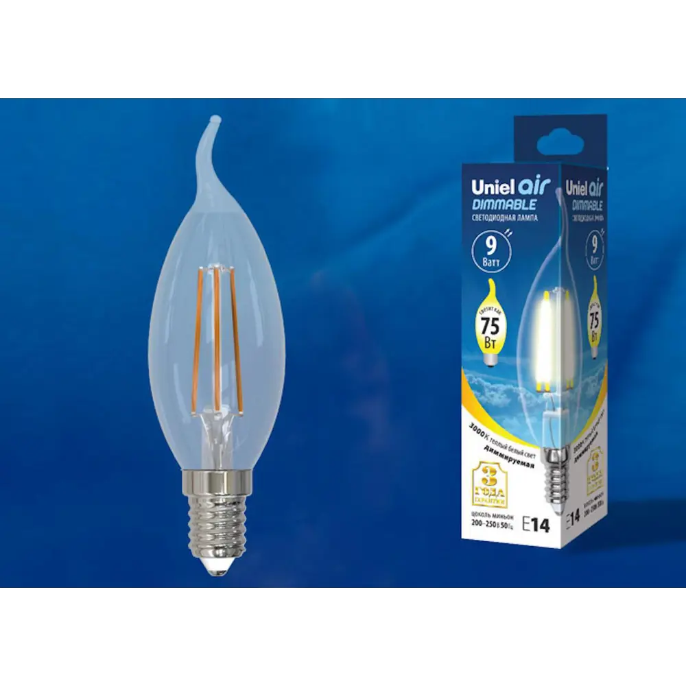 Фото Светодиодная лампочка Uniel LED-CW35-9W AIR DIMMABLE UL-00005189 Фото Светодиодная лампочка Uniel LED-CW35-9W AIR DIMMABLE UL-00005189