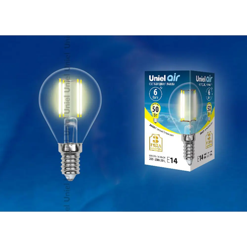 Фото Светодиодная лампочка Uniel LED-G45-6W AIR UL-00002201 Фото Светодиодная лампочка Uniel LED-G45-6W AIR UL-00002201