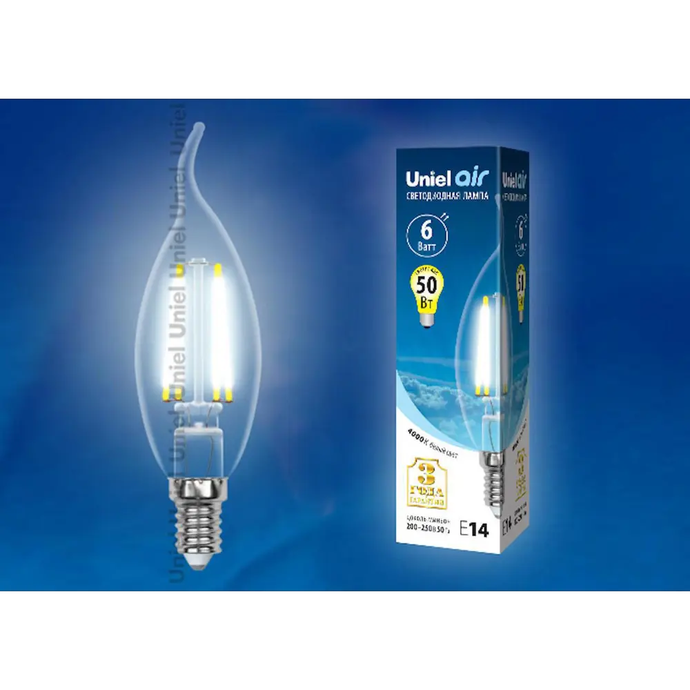 Фото Светодиодная лампочка Uniel LED-CW35-6W AIR UL-00002229 Фото Светодиодная лампочка Uniel LED-CW35-6W AIR UL-00002229