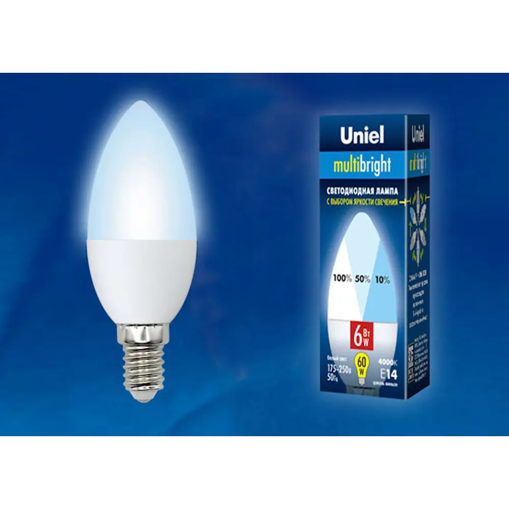 Фото Светодиодная лампочка Uniel LED-C37-6W Multibright UL-00002374 Фото Светодиодная лампочка Uniel LED-C37-6W Multibright UL-00002374