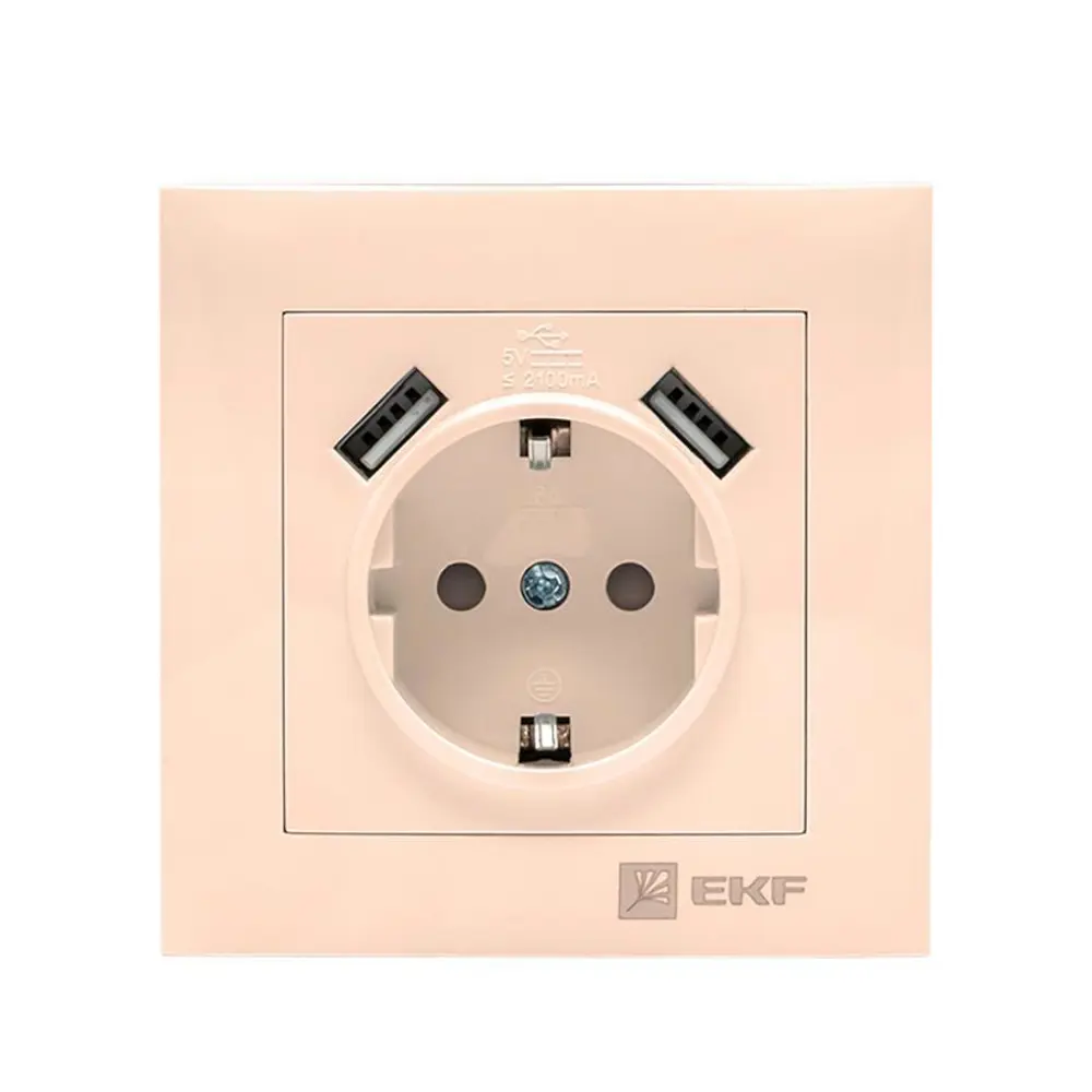 Фото Розетка встраиваемая EKF PROxima Валенсия EWR16-028-20-2USB со шторками цвет кремовый Фото Розетка встраиваемая EKF PROxima Валенсия EWR16-028-20-2USB со шторками цвет кремовый