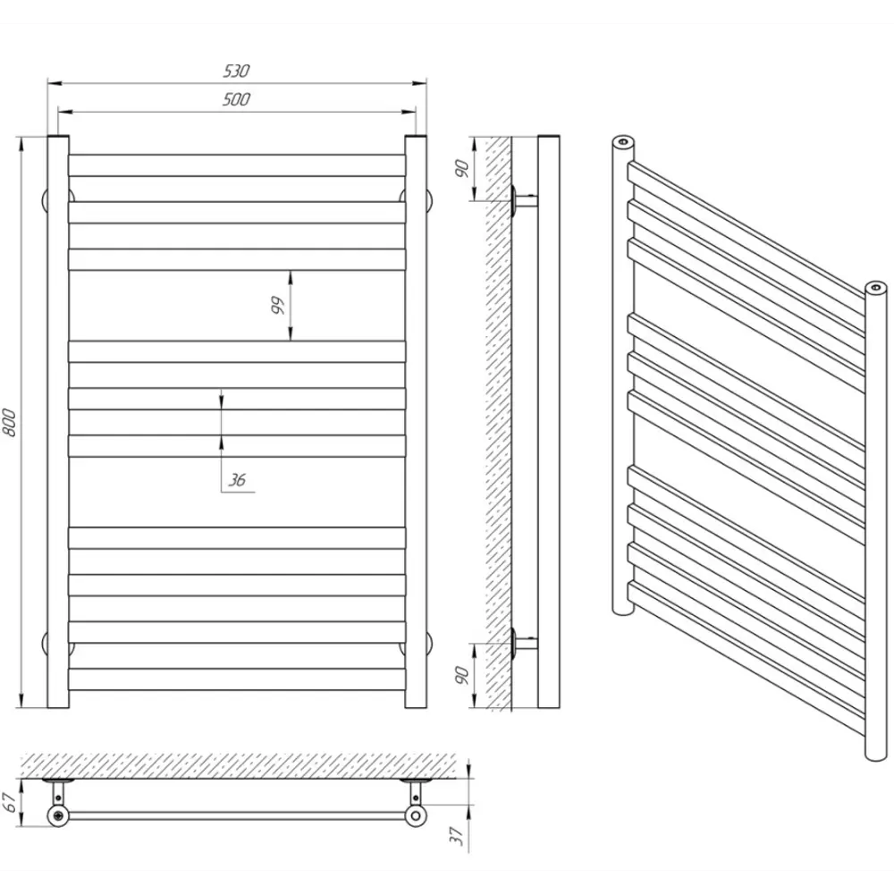 Фото Полотенцесушитель водяной лестница Indigo Slim 53.2x80 см 1/2" нержавеющая сталь цвет хром Фото Полотенцесушитель водяной лестница Indigo Slim 53.2x80 см 1/2" нержавеющая сталь цвет хром