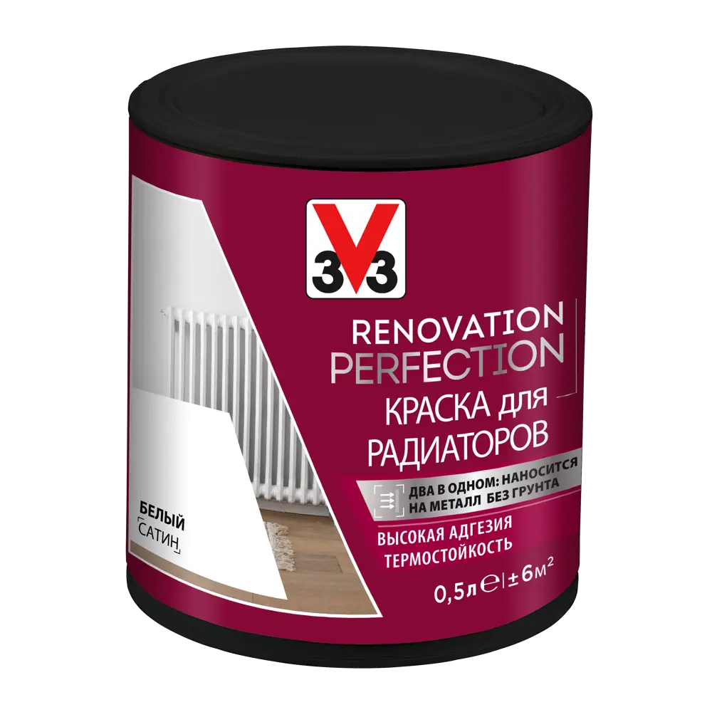 Фото Краска для радиаторов V33 Renovation Perfection 119722 0.5 л цвет белый Фото Краска для радиаторов V33 Renovation Perfection 119722 0.5 л цвет белый
