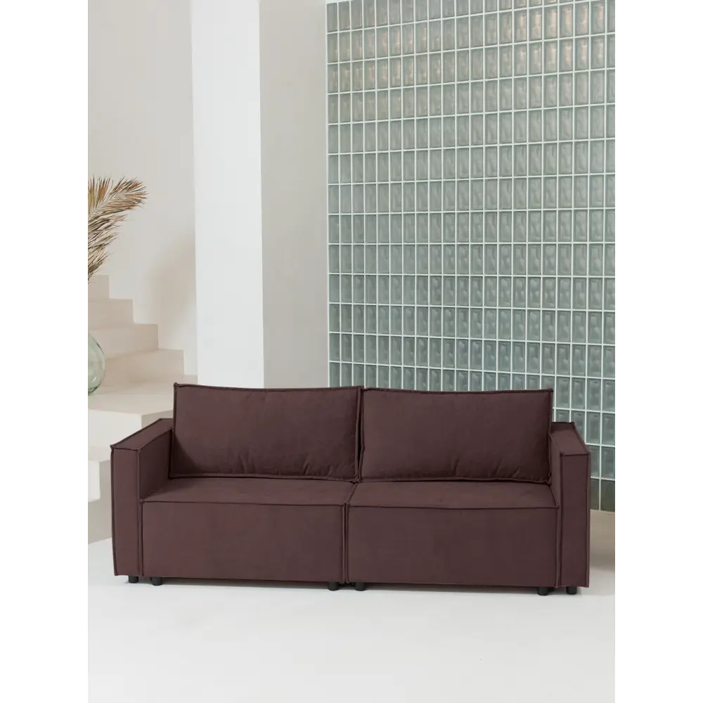 Фото Диван раскладной Cityhd 212x90x80 см велюр цвет коричневый Фото Диван раскладной Cityhd 212x90x80 см велюр цвет коричневый