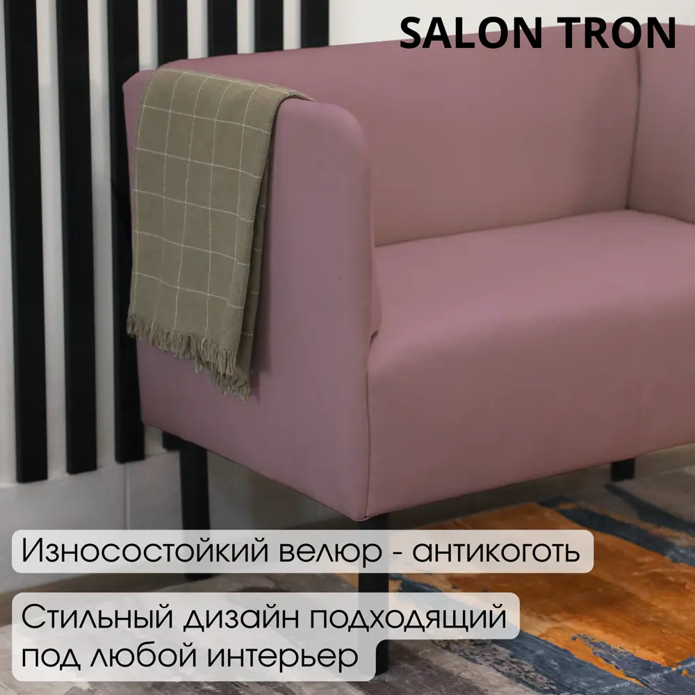 Фото 3 Диван прямой Salon tron Монреаль divan_monreal100_07 100x75x54 см велюр цвет пыльная роза
