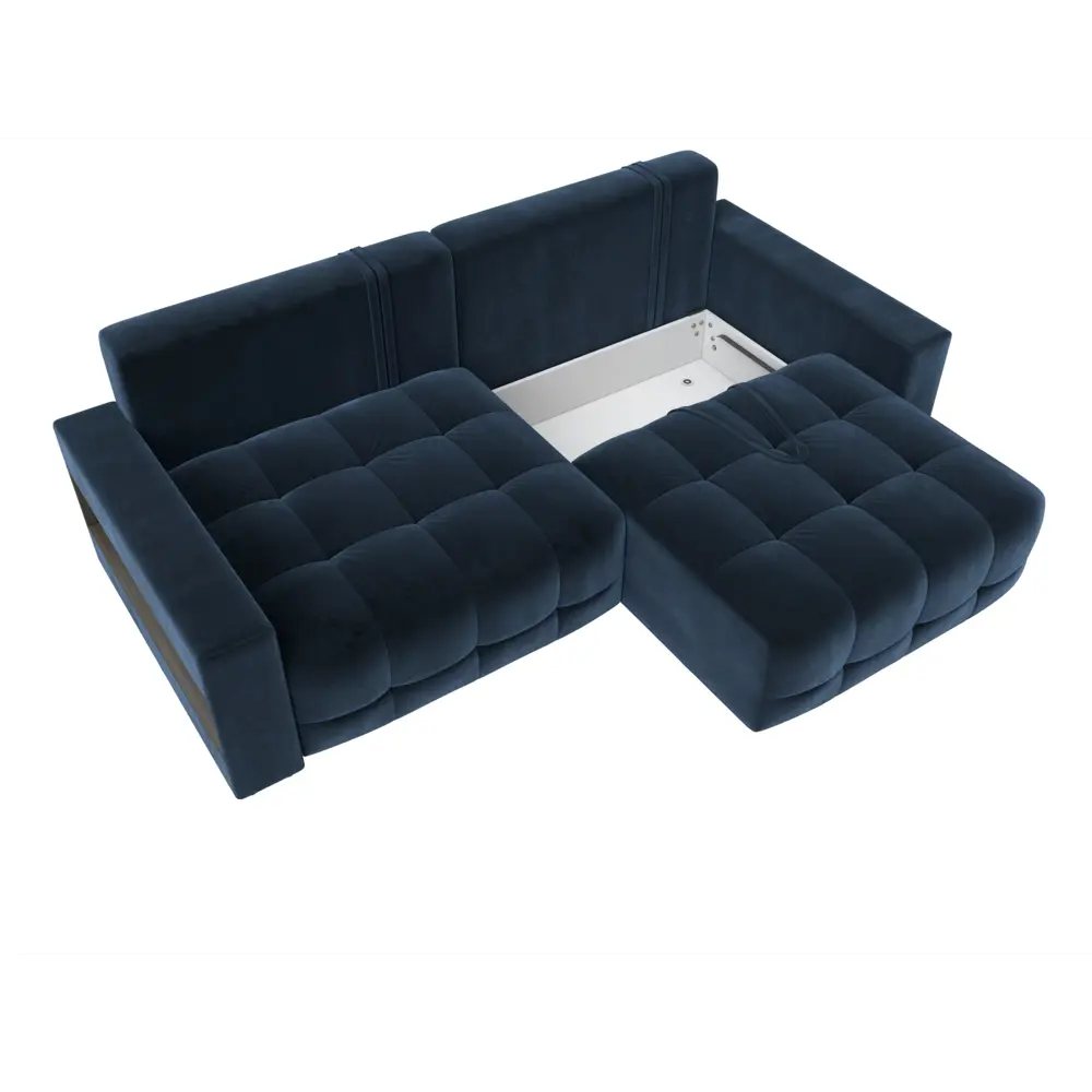 Фото 6 Диван прямой с полками Лига-053 НПБ Лига диванов 128901 234x90x105 см велюр цвет tower 13 синий