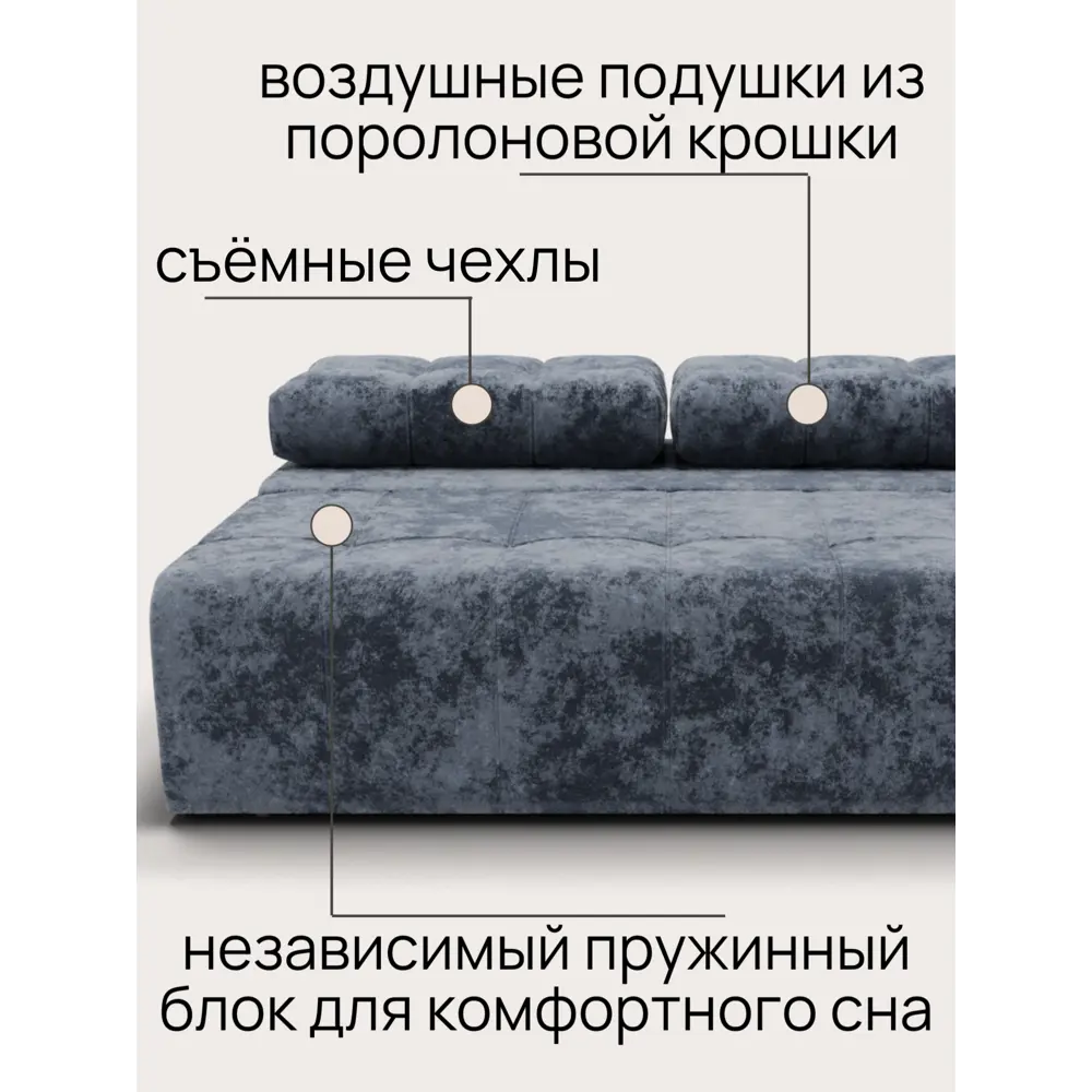 Фото 4 Диван раскладной Золотое руно 200x90x91 см велюр цвет синий Фото 4 Диван раскладной Золотое руно 200x90x91 см велюр цвет синий