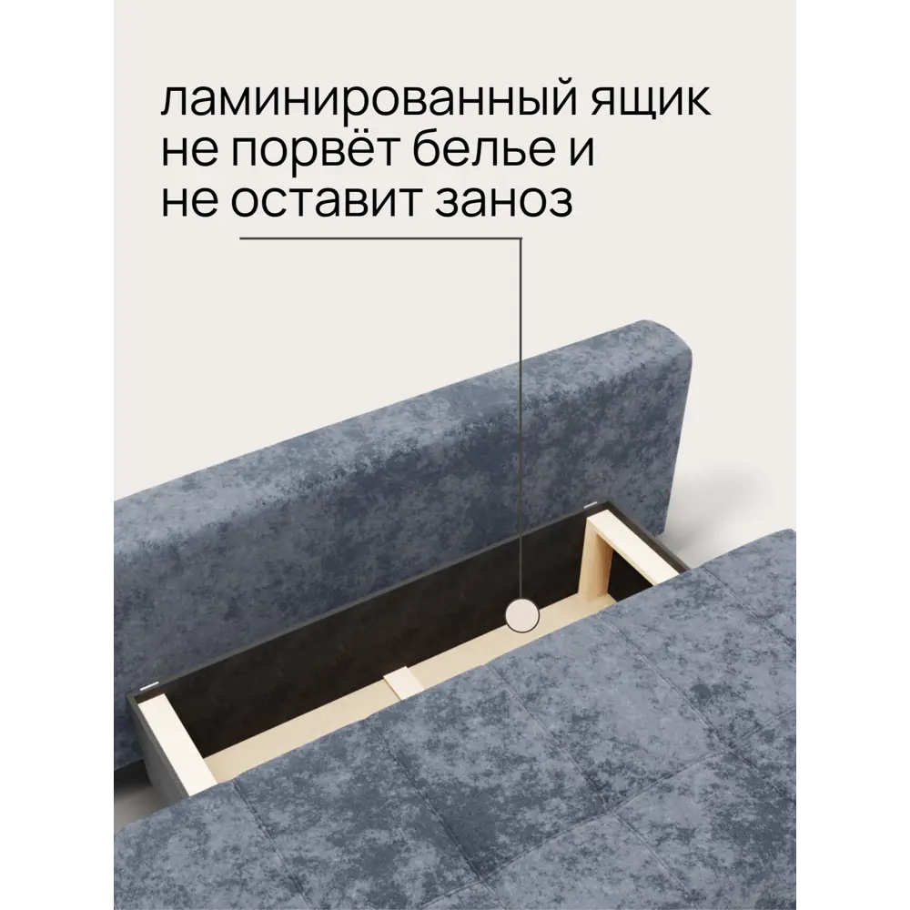 Фото Диван раскладной Золотое руно 200x90x91 см велюр цвет синий Фото Диван раскладной Золотое руно 200x90x91 см велюр цвет синий