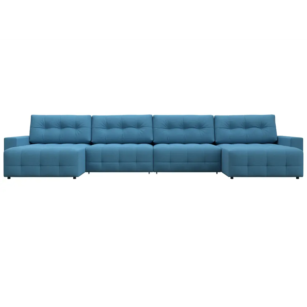 Фото 2 Диван П-образный с полками Лига-053 НПБ Лонг Лига диванов 128979 428x90x160 см рогожка цвет амур 10 голубой