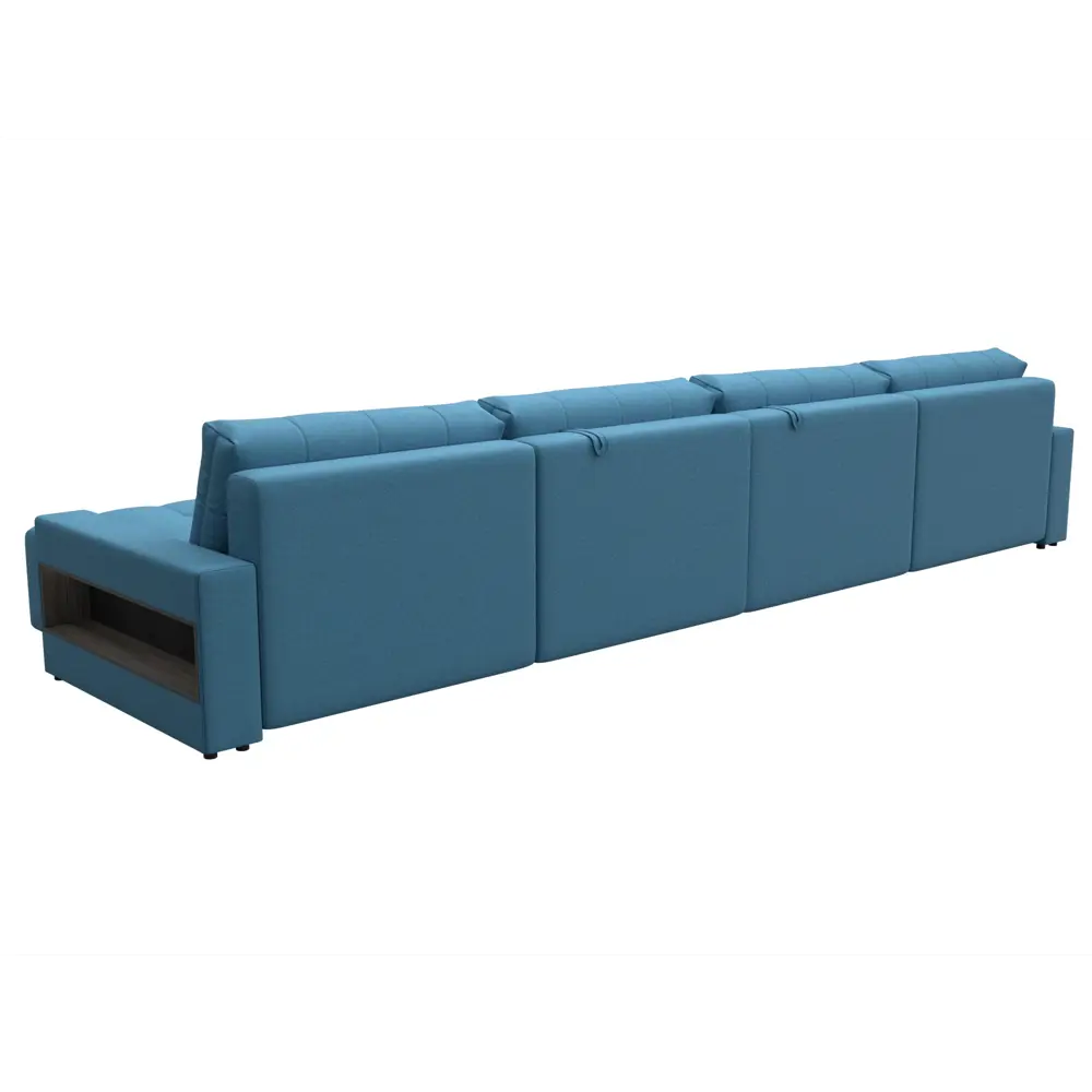 Фото 5 Диван П-образный с полками Лига-053 НПБ Лонг Лига диванов 128979 428x90x160 см рогожка цвет амур 10 голубой