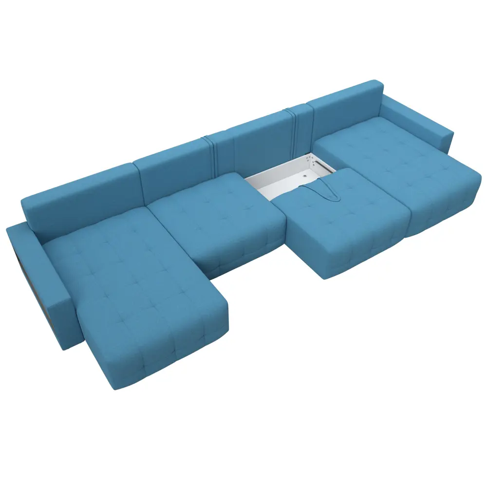 Фото 7 Диван П-образный с полками Лига-053 НПБ Лонг Лига диванов 128979 428x90x160 см рогожка цвет амур 10 голубой
