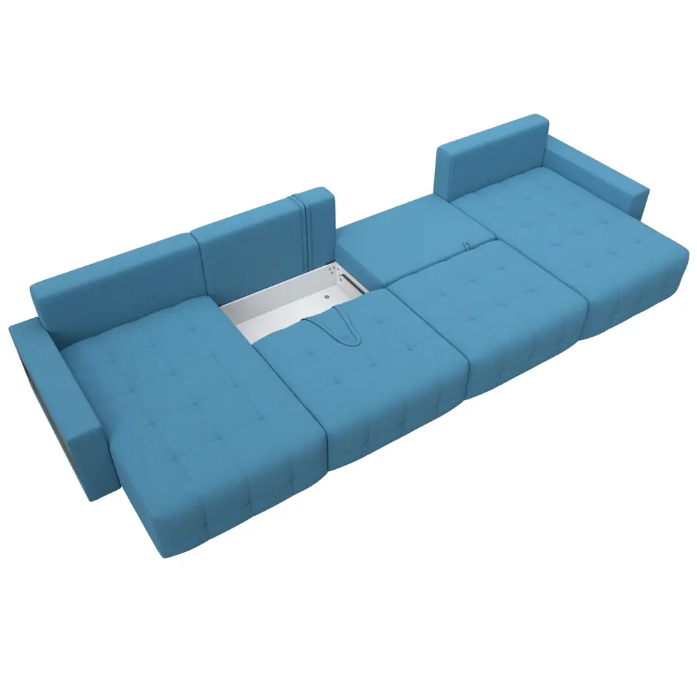 Фото 8 Диван П-образный с полками Лига-053 НПБ Лонг Лига диванов 128979 428x90x160 см рогожка цвет амур 10 голубой