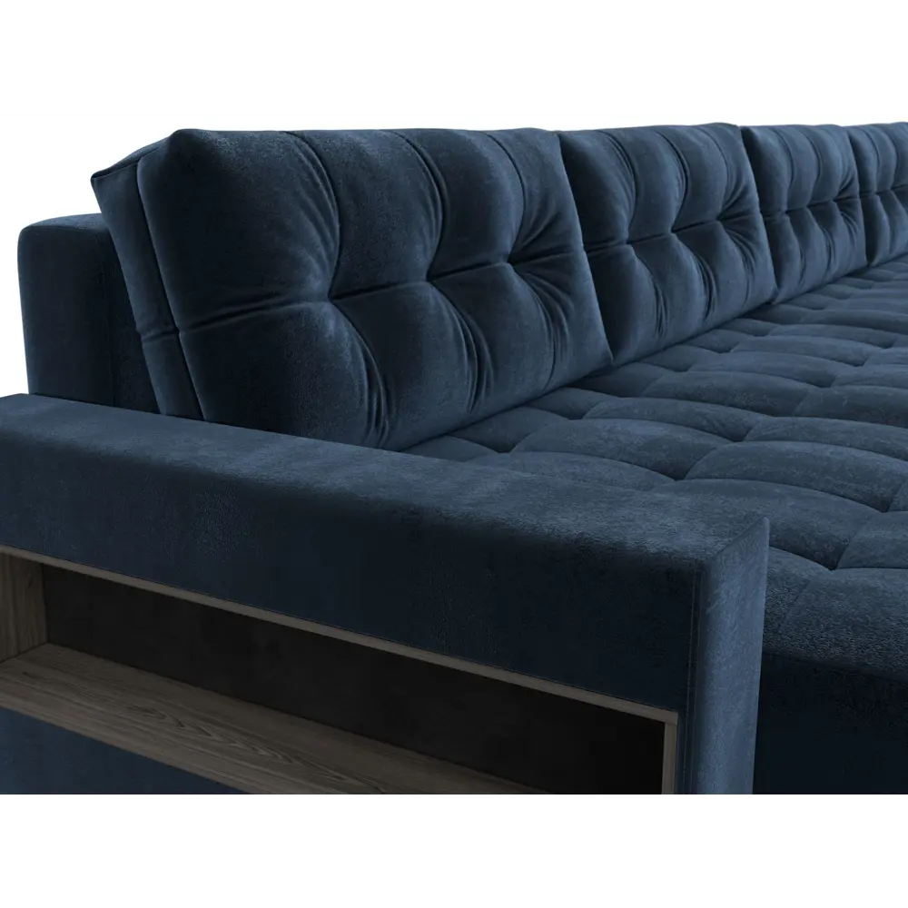 Фото 3 Диван П-образный с полками Лига-053 НПБ Лонг Лига диванов 128993 428x90x160 см велюр цвет tower 13 синий