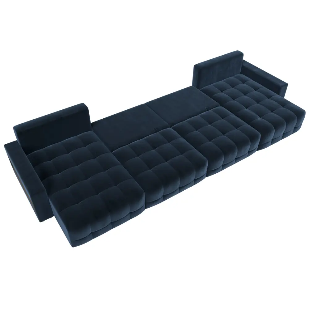 Фото 7 Диван П-образный с полками Лига-053 НПБ Лонг Лига диванов 128993 428x90x160 см велюр цвет tower 13 синий