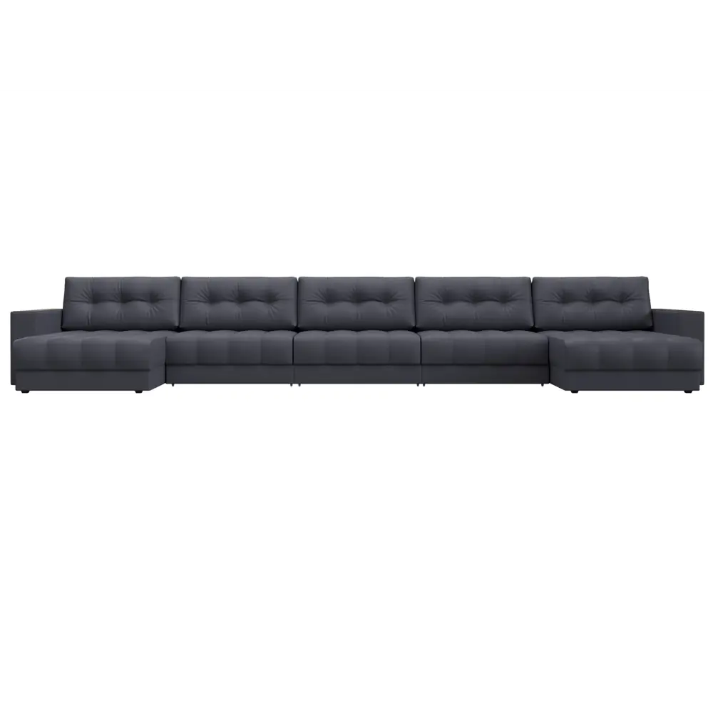 Фото 2 Диван П-образный с декором Лига-049 НПБ Мегалонг Лига диванов 128538 524x90x158 см экокожа цвет grifon 15 серый