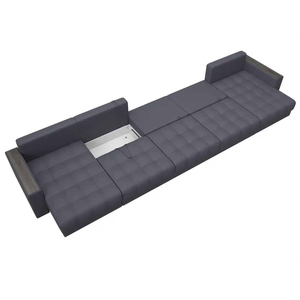 Фото 8 Диван П-образный с декором Лига-049 НПБ Мегалонг Лига диванов 128538 524x90x158 см экокожа цвет grifon 15 серый